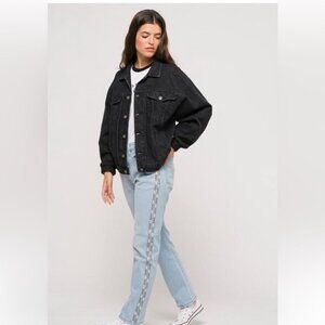 LEVI’S 501 premium logo tape jeans light wash y2k sz 27 button fly spell out